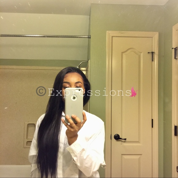 Long Straight Human Blend Lace Front Wig - Picture 3 of 8